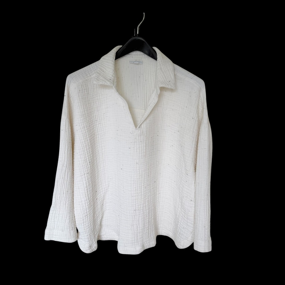 Pure‎ Jill Elements Cream Cotton Gauze Waffle Knit Pullover Top 2X WTP314491